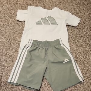adidas Kids Matching Set in White and Green
